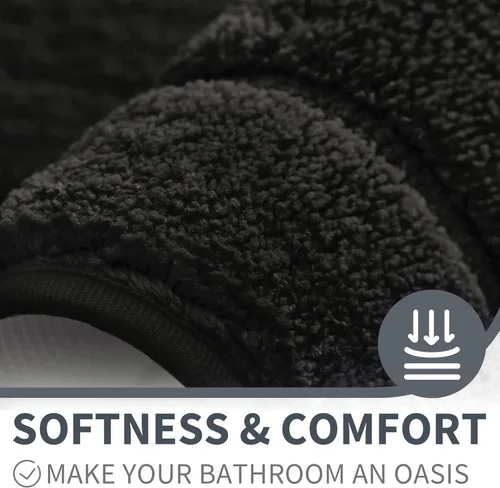 Miniatura 8 de GRANNY SAYS Alfombra de baño negra, alfombras de baño antideslizantes para baño, súper suaves y absorbentes de agua, alfombras de baño de Negro