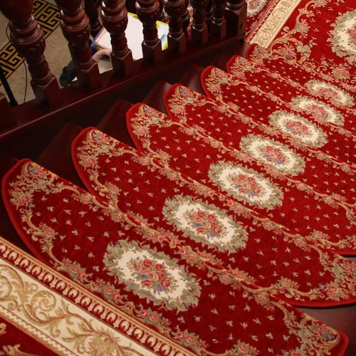 Miniatura 3 de KEYAMA Alfombra de acrílico para interiores, diseño floral, antideslizante, cinta libre - 9 pulgadas de ancho x 30 pulgadas de largo, rojo 059