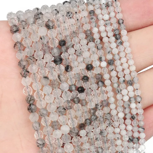 Miniatura 40 de 180 piezas 2mm Cuentas de piedras preciosas de turquesa africana natural facetada redonda suelta para hacer joyas