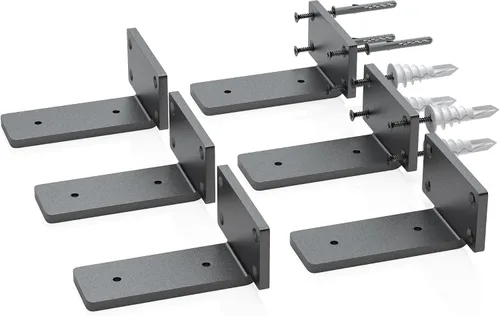 Miniatura 13 de Paquete de 4 soportes flotantes para estantes de 4 pulgadas, soportes ocultos en L resistentes, soportes de estante industriales rústicos