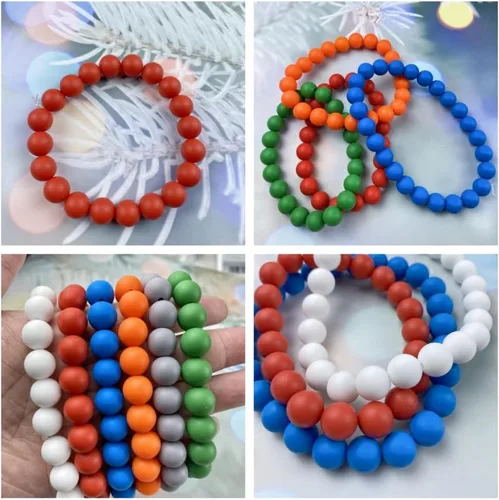 Miniatura 6 de Cuentas de silicona, 70 cuentas redondas de silicona de 0.472 pulgadas para hacer llaveros, pulseras, collares, aretes, joyas, manualidades (azul)