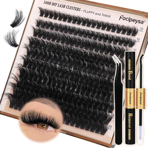 Miniatura 21 de Focipeysa Kit de extensión de pestañas gruesas de volumen completo, kit de extensión de pestañas 40P, kit de extensión de pestañas con pegamento