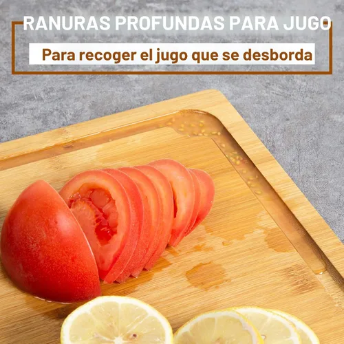 Miniatura 3 de Tabla de Cortar 2XLarge, Tablas de Cortar de Bambú de 20" para Cocina con Ranura para Jugo y Asas, Tabla de Cortar de Cocina para Carne, Tabla