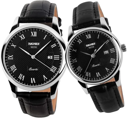 SKMEI Pair Watches for Couples Men and Women His and Hers Watch Set Husband Wife Valentines Matching Wrist Watch Wedding Gifts Waterproof Business