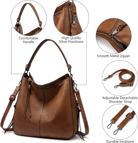 Miniatura 6 de Realer Bolsos de mano Hobo, bolsos para mujer, bolsos de cuero y bolsos de mano, bolsillos, bolsos cruzados grandes