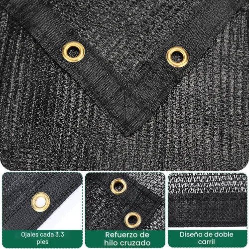 Miniatura 4 de Kesfitt Tela de sombra 70% para jardín, red resistente de 10 x 20 pies, lona de malla con material de polietileno de alta densidad y ojales