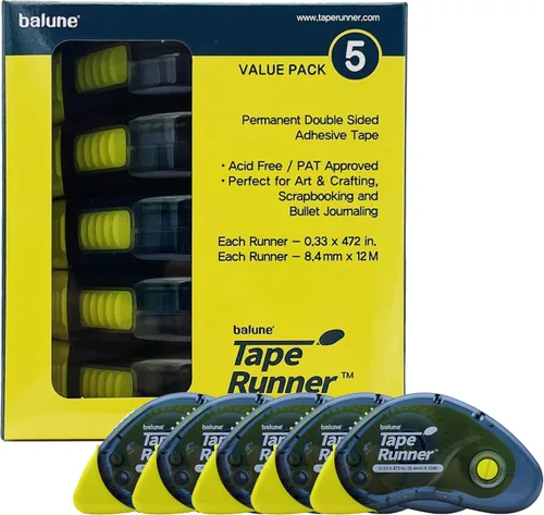 Miniatura 8 de Tape Runner - Cinta adhesiva de doble cara con rodillo dispensador incluido - Sin ácidos, pegajosa, clara y transparente - Ideal para álbumes