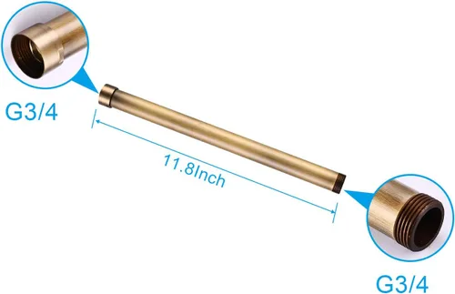 Miniatura 7 de gotonovo Antiuqe - Accesorio de ducha de latón de 8 pulgadas, montaje en pared, 2 manijas cruzadas con tubo de extensión de ducha G3/4 a juego