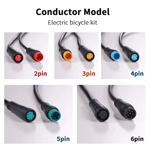 Miniatura 2 de Cable de extensión de 2 pines, 3 pines, 4 pines, 5 pines, 6 pines, 8 pines, 9 pines, enchufe impermeable, funciona para luz de bicicleta eléctrica