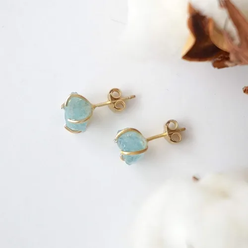 Miniatura 9 de Aretes de tuerca de cristal con piedra natal para mujer