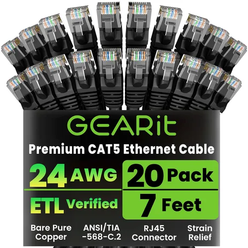 Miniatura 11 de GearIT Paquete de 20 cables de conexión Ethernet Cat5e de 5 pies, cable de red LAN RJ45 sin enganches, color azul