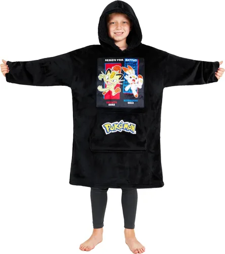 Miniatura 12 de Sudadera con capucha y manta de Pokémon para niños y adolescentes, sudadera con capucha extragrande de forro polar portátil, manta con capucha