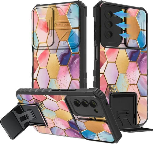Miniatura 770 de Funda para Samsung Galaxy S22 Ultra 5G, Galaxy S22 Ultra con cubierta de cámara deslizante, funda resistente de doble capa con función atril Black