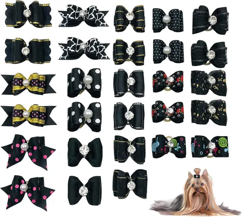 Miniatura 12 de PET SHOW Mixed Styles - Lazos para el pelo para perros pequeños con bandas de goma, accesorios de aseo para mascotas, gatos, cachorros, color rosa