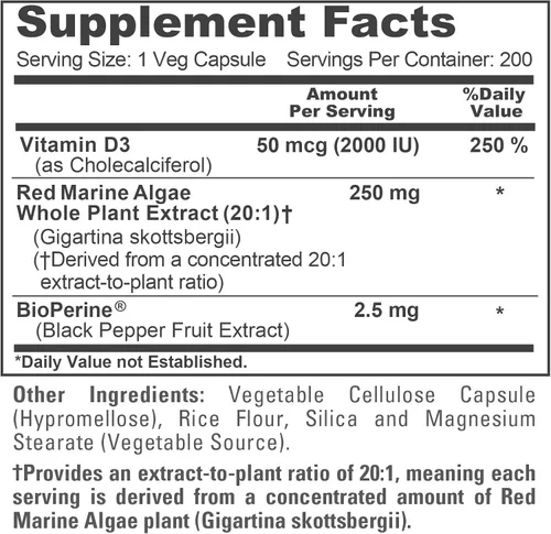 Miniatura 4 de NusaPure Algas marinas rojas 5,000 mg 200 cápsulas vegetales (sin OMG y sin gluten) Bioperine