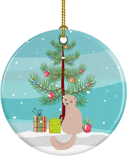 Miniatura 84 de Caroline's Treasures Adorno de cerámica con texto en inglés "Merry Christmas" para colgar en el árbol de Navidad, decoración para el hogar, Navidad
