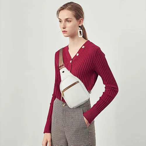 Miniatura 72 de Telena Riñonera pequeña para mujer, de cuero, cangureras, bolsa de pecho para mujer