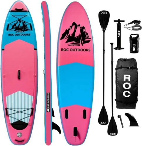 Miniatura 40 de Roc Tabla de remo inflable con accesorios y mochila de alta calidad, cubierta antideslizante, bolsa impermeable, correa, remo y bomba de mano.