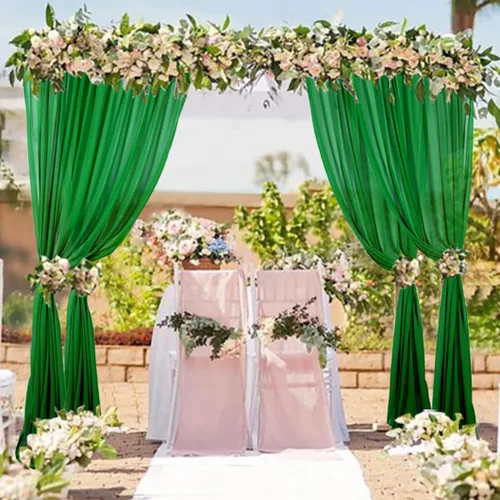 Miniatura 12 de Cortina de gasa roja de 5 x 7 pies, 2 paneles de telón de fondo de gasa para cortinas de decoración de boda, cortinas semitransparentes de tul
