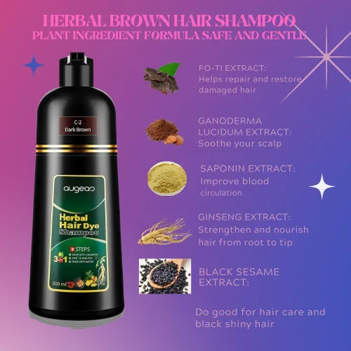 Miniatura 2 de Champú instantáneo para teñir el cabello a base de hierbas para cabello gris, 16.9 onzas líquidas, para mujeres y hombres, champú de tinte negro 3