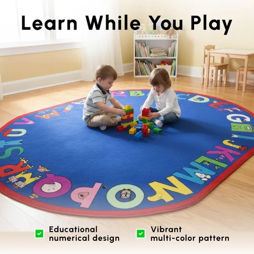 Miniatura 7 de SAFECASTLE Alfombra para niños de 5 pies 4 pulgadas x 7 pies 8 pulgadas, alfa con actitud, alfombra educativa de aprendizaje ABC para aulas, salas