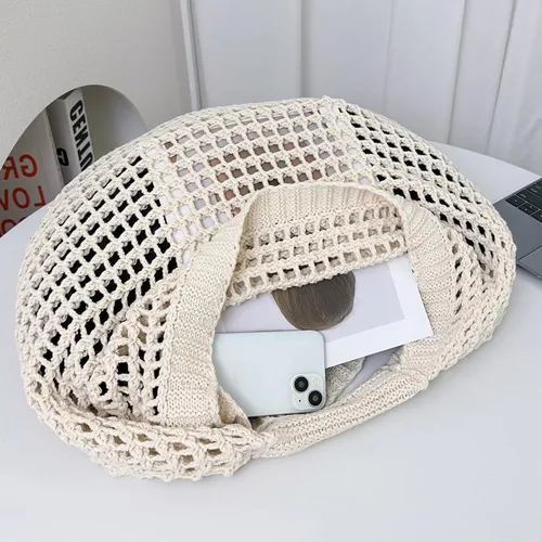 Miniatura 6 de Bolsas de playa grandes para mujer, bolsa de playa de verano, bolsa de mano estética, bolsa hippie de punto