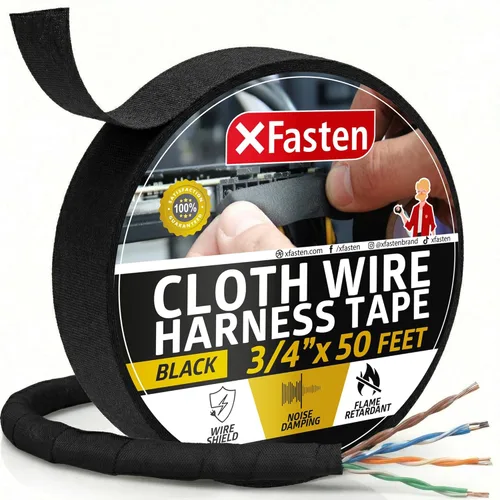 Miniatura 13 de XFasten Cinta de arnés de cables, 3/4 pulgadas x 90 pies, arnés de cableado de alta temperatura, cinta eléctrica de tela de fieltro autoadhesiva