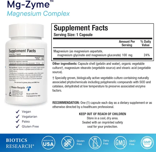 Miniatura 3 de Biotics Research Mg-Zyme Complejo de Magnesio Triple para el sueño, la relajación y la salud ósea + vitamina B12-2000 B12, B6 y folato para apoyo
