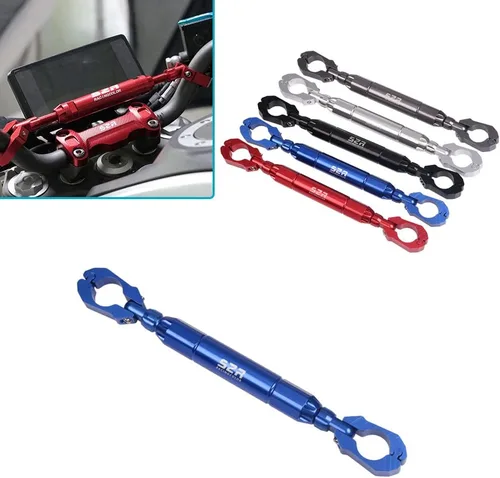 Miniatura 11 de 0.866 in aleación de aluminio Bold grueso motocicleta Accesorios Balance Bar ajustable fuerza palancas manillar travesaño teléfono titular (negro)