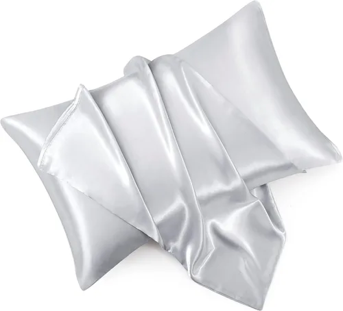 Miniatura 17 de Juego de 2 fundas de almohada de satén negro estándar con cierre de sobre, funda de almohada de seda negra para cabello y piel (20 x 26 pulgadas)