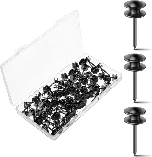 Miniatura 7 de Hotop 25 piezas de ganchos de doble cabeza para colgar fotos, ganchos decorativos para colgar fotos, para el hogar, oficina, escuela (negro)