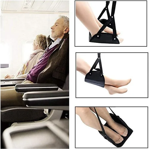 Miniatura 3 de Reposapiés de oficina con altura ajustable, hamaca portátil de viaje en avión, hamaca para pies debajo del escritorio, para vuelo, autobús, tren