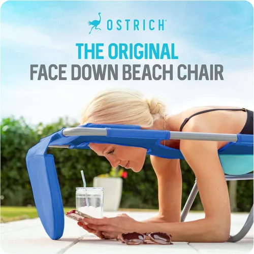 Miniatura 5 de Silla plegable Ostrich para damas, tumbona de playa, camping, piscina, bronceado, color aqua