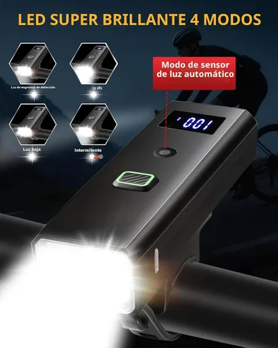 Miniatura 5 de DARKBEAM Luz para bicicleta, faros delanteros de bicicleta superbrillantes de alta luminosidad USB recargable, luces de ciclismo impermeables de 4