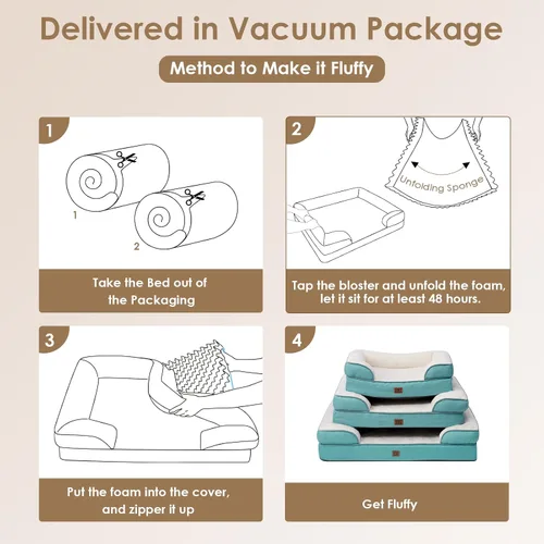 Miniatura 247 de EHEYCIGA – Cama ortopédica impermeable para perros pequeños, de espuma viscoelástica tipo caja de huevos, con bordes elevados y base antideslizante