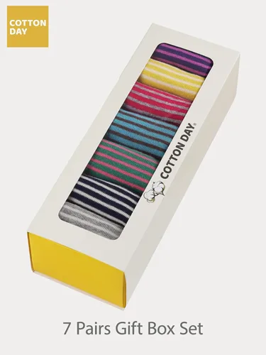 Miniatura 3 de COTTON DAY Caja de regalo de 7 días de la semana, calcetines cortos de moda para niños y niñas, diseño de animales, flores, estrellas, rayas