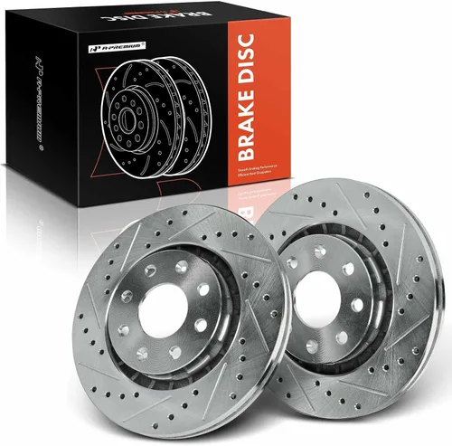 Miniatura 9 de A-Premium Rotores de freno de disco ventilados delanteros de 10.08 pulgadas (10.079 in) compatibles con modelos Chevrolet, Suzuki, Pontiac - Spark