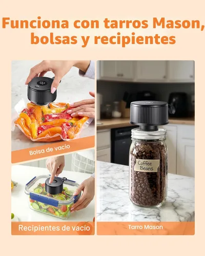 Miniatura 6 de Kit de sellado al vacío eléctrico de tarros Mason [actualizado en 2026] Sellador automático inalámbrico para frascos de boca ancha y regular