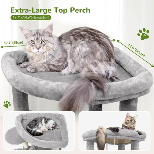 Miniatura 3 de Globlazer Árbol esquinero para gatos grandes, serie curvada de 66 pulgadas de alto, torre grande para gatos de interior con 6 postes rascadores, 2