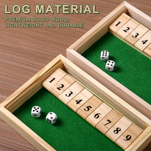 Miniatura 5 de AIUAZA Juego de dados Shut the Box, Juegos de mesa de madera para 2 personas, Competitivo, tradicional para bares, viajes, familia, diversión Batalla