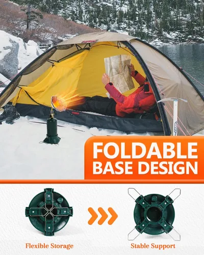 Miniatura 5 de Breeze Touch Calentador de propano portátil para campamento, calentador de 6200 BTU para exteriores con soporte de tanque de gas plegable y válvula