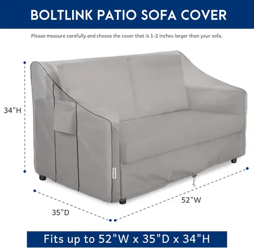 Miniatura 2 de Funda impermeable para sofá de patio, tela Oxford 600D resistente con protección UV y rejillas de ventilación, se adapta a 52 pulgadas de ancho x 35