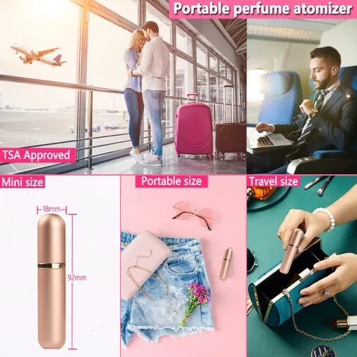 Miniatura 5 de Botella de Perfume de Viaje Recargable con Atomizador - Dispensador de Perfume de Bolsillo de 5ML, Estuche de Bomba de Aroma, Vaporizador de Perfume