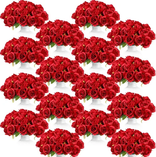 Jexine Ramo de 240 Piezas de Flores Rosas Artificiales de Seda Realistas Flores a Granel Centros de Mesa DIY Novia Rosa Falsa para Decoraciones de