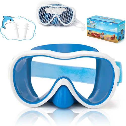 Miniatura 10 de iGym Gafas de natación para niños, máscara de buceo, máscara de buceo, gafas de natación con cubierta de nariz y correas elásticas cubierta y bolsa