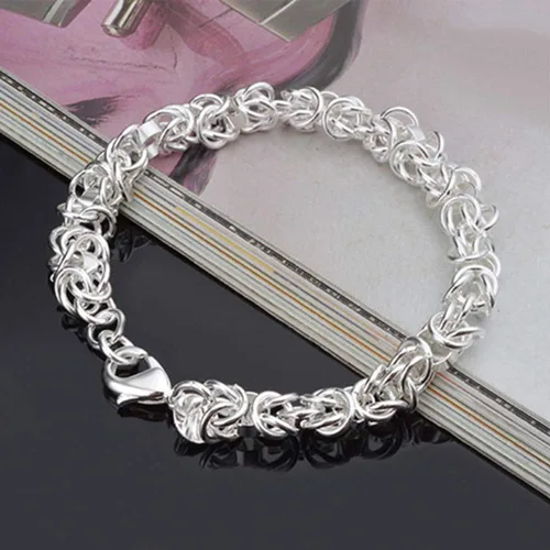 Miniatura 5 de Goodilest - Pulseras de plata de ley 925 para mujer pulsera de cadena de banquete regalo de joyería Plata
