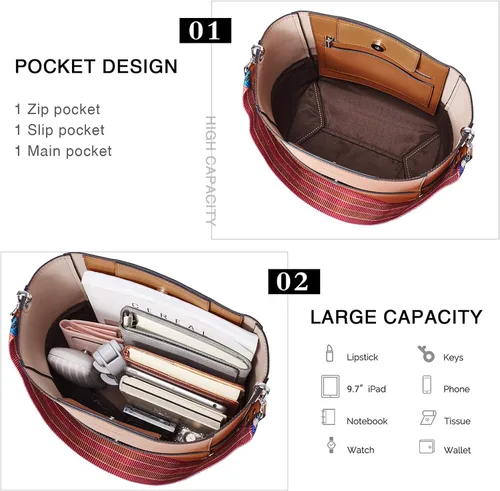 Miniatura 4 de BROMEN - Bolsa de mano de cuero para mujer bolso de hombro bolso bandolera