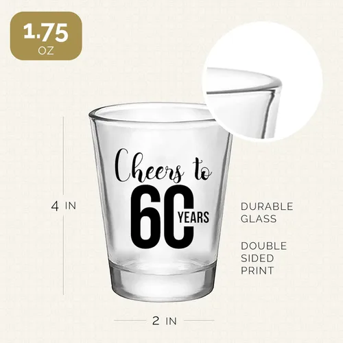 Miniatura 4 de Vasos de chupito de Cheers to 60 Years – 12 unidades, tazas de 1.75 onzas, recuerdos de fiesta de cumpleaños 60 para invitados, decoraciones de 12
