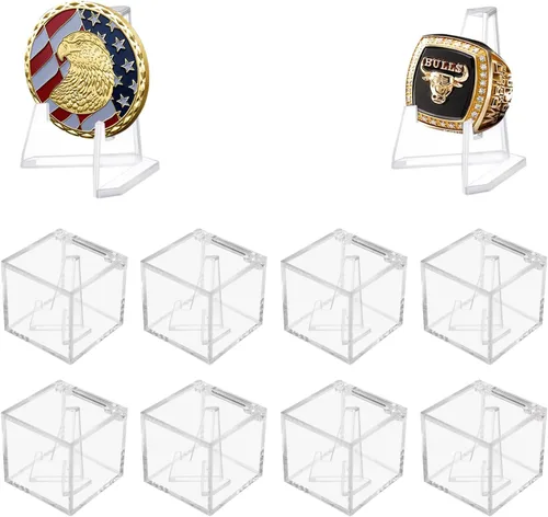 Miniatura 9 de Vitrina para anillos de campeonato, caja de exhibición de anillo de campeonato de acrílico transparente, soporte de moneda de exhibición