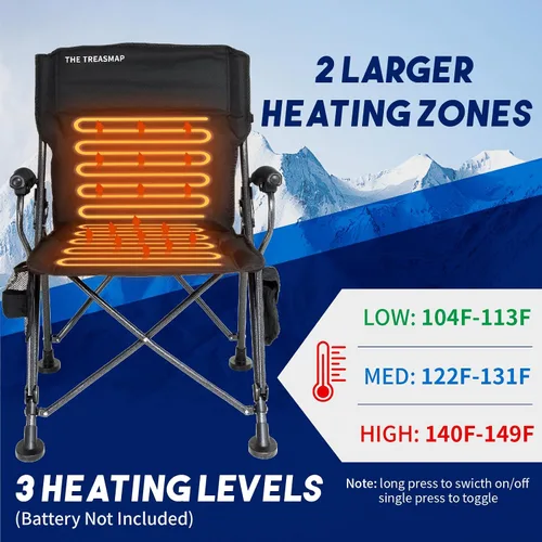 Miniatura 4 de Sillas de Camping con Calefacción Plegables para Adultos: Silla Plegable de Gran Tamaño para Exteriores con Portavasos - Silla Portátil